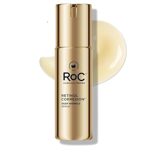RoC Retinol Correxion Deep Wrinkle Retinol Face Serum, Ascorbic Acid, 1 0z | Anti-aging treatment for fine lines, dark spots, post acne scars, clinically proven, dermatologist-tested, packaging may vary