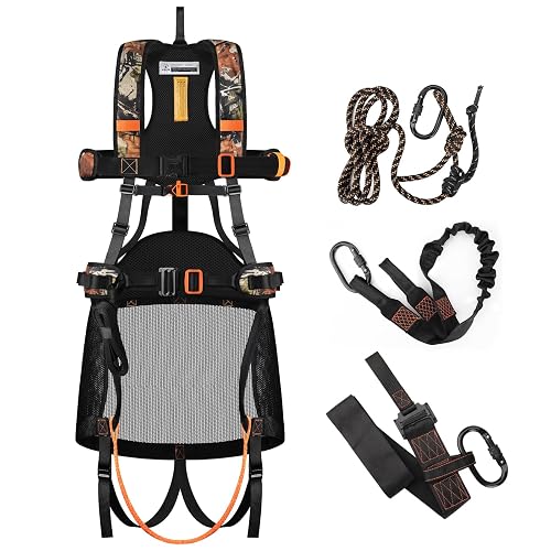 Kalkal Tree Saddle for Hunting with Saddle Bridge Safety Rope | Camouflage, Adjustable & Lightweight Hunter Safety Harness for Maximum Mobility & Comfort