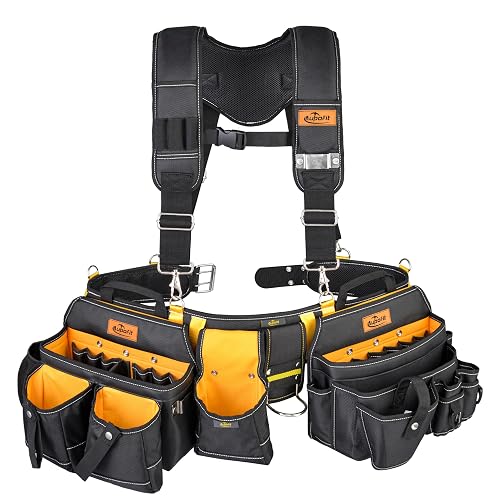 Aupofit 7-Piece Professional Tool Belt Rig with Comfort Suspenders | The go-to rig for pro framers & electricians. Built with 1680D fabric and 32 pockets to organize your workflow
