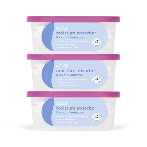 Ubbi Moisture Absorber & Odor Eliminator Tub, 3-Pack | Attracts & Traps Excess Moisture, Reduce Dampness, Lavender Scented
