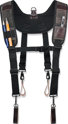 WELKINLAND Heavy-Duty Canvas Tool Belt Suspenders, Suspenders For Tool Belt | Sturdy Tool Bag Suspenders For Men, Comfy Work Belt Suspenders, Fully-Adjustable Tool Belt Straps, Padded Tool Belt Suspender