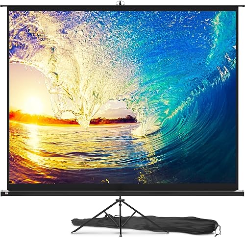PropVue Projector Screen with Stand 120 inch for Movies & Presentations | Quick setup, stable tripod, adjustable height, portable, indoor & outdoor use for school, office, home theatre, movie night