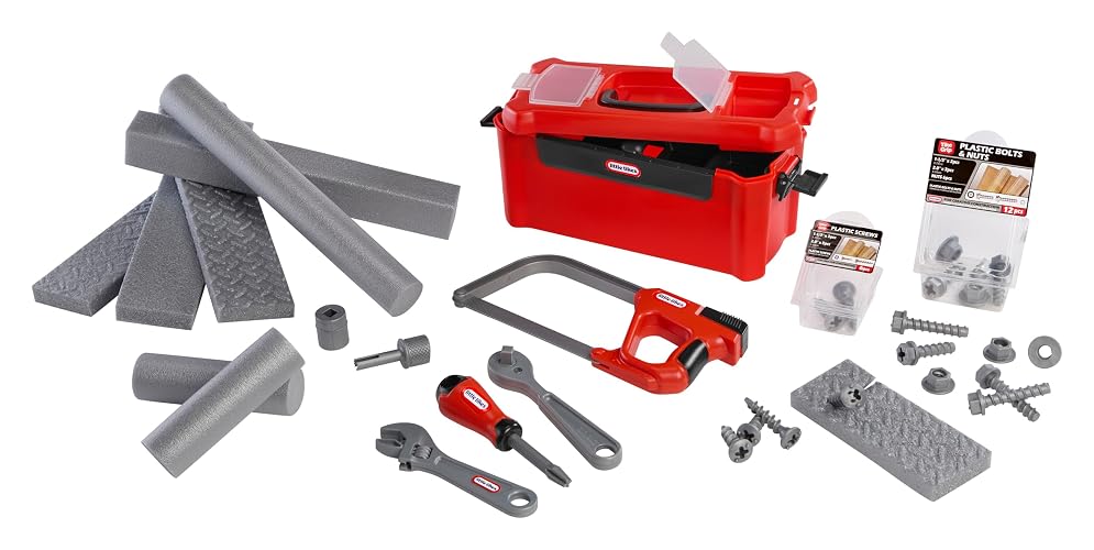 Little Tikes Creative Construction Tool Box Set with 9 Accessories, Pretend Play Construction Set, for Boys and Girls Ages 3+ Years