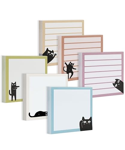 Mr. Pen- Black Cat Sticky Notes Set, 3" x 3", 6 Pads, 480 Sheets | Black Cat Sticky Notes, Memo Pads, Self-Stick Note Pad for Office, School, Home, Study & Organization