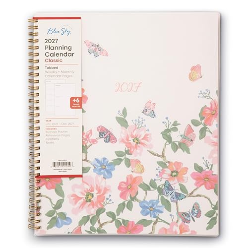 Blue Sky 2027 Weekly & Monthly Planner Calendar, 8.5"x11", Fly By | January 2027 - December 2027, Flexible Cover, Durable Twin Wire Binding, Laminated Tabs, Storage Pocket