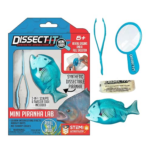 Top Secret Toys Dissect-It Mini Labs Piranha Lab Dissection Kit for Kids, Realistic Synthetic Kids Science Kit - On, Biology and Animal Anatomy, STEM Toy, Ages 6+