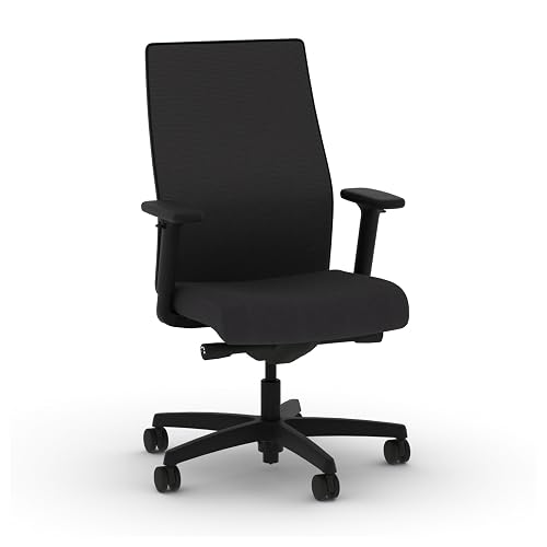 HON Ignition 2.0 Ergonomic Office Chair, Lumbar Support, Desk Chair, Onyx | Ergonomic office desk chair with lumbar support, adjustable arms, office decor, workstation comfort for focused productivity