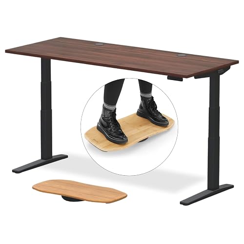 UPLIFT DESK V3 2-Leg Walnut Laminate Wood Standing Desk – Adjustable Height, Advanced 1-Touch Memory Keypad, Under Desk Cable Management, Wire Grommets & Rocker Board (Black C-Frame, 72 x 30 inch)