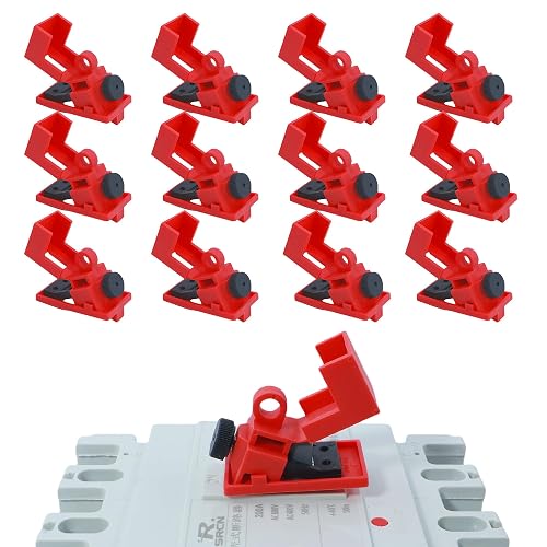 AuRandoo 12 Pack Circuit Breaker Lockout Kit Single Pole Clamp-On 120/277V | Breaker Box Lock & Electrical Panel Lockout Device Lock Out Tag Out OSHA Compliant