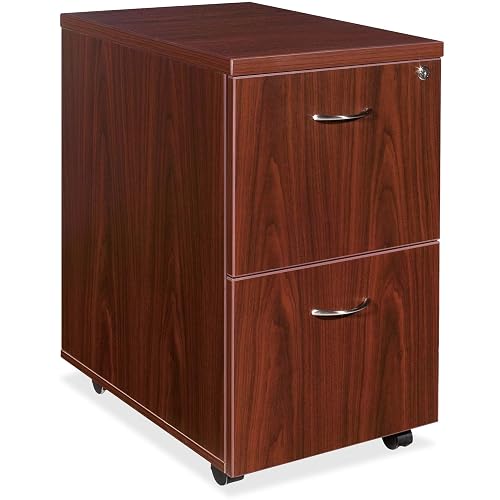 Lorell Mobile Pedestal, File/File, 16 by 22 by 28-1/4-Inch, Mahogany