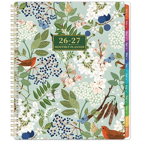 2026-2027 Monthly Planner - Academic Planner, JUL. 2026 - DEC. 2027, 9"x11" | 18 Monthly Calendar Planner with Colorful Tabs + Back Pocket + Twin-Wire Binding - Floral