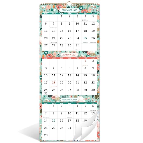 Wall Calendar 2027-3 Month Wall Calendar Display | January. 2027 - December. 2027, 11.25" x 26", 3 Month Calendar 2027