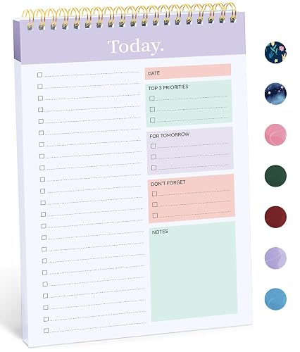 Taja To Do List Notepad, Undated Daily Planner for Work and Goal Setting | Violet Dream, 52 Sheets, 9.8" x 6.5" , for Office, Home and school, Daily Task Planning, Notes and Everyday Organization