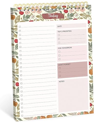 Taja To Do List Notepad, Undated Daily Planner for Work and Goal Setting | Cherry Orchard, 52 Sheets, 9.8" x 6.5" , for Office, Home and school, Daily Task Planning, Notes and Everyday Organization