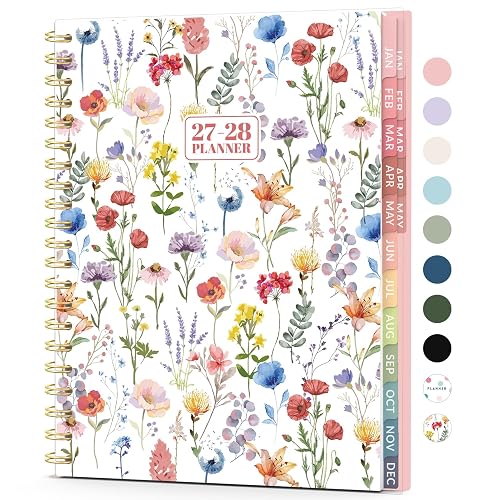 2027 Planner, Forvencer 17 Month Calendar Planner Jan 2027-May 2028, 8.5x11 | Weekly & Monthly Planner, Daily Agenda Book with Tab, Flexible Cover Journal Organizer for Office School, A4, Floral Style