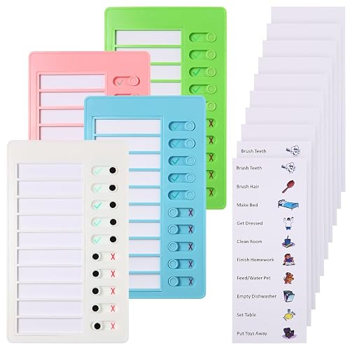 Aleric 4 Pieces Chores Chart for Kids Chore Chart, Sliding Routine Chart to Do List, My Chores RV Checklist Task Planning Board for Kids and Adults, ADHD Tools Routine Visual Schedule Reminder