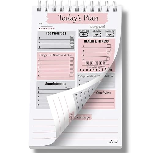 ADHD Planner for Adults Women – Daily ADHD Planner Notebook, Executive Functioning & Neurodivergent Planner, Undated 6x9 Spiral Daily Planner with Priorities, Appointments & Reflection, 120 Pages, Serene Pink & Grey