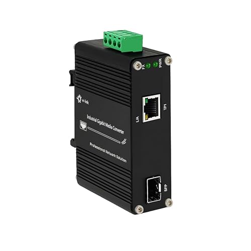 Mini Industrial Gigabit Media Converter Outdoor Use Din Rail Mount Hardened 10/100/1000Mbps RJ45 Ethernet to Fiber Optic Converter with 100Base-FX or 1000Base-FX Auto Sensing SFP Port 12~48V DC Input