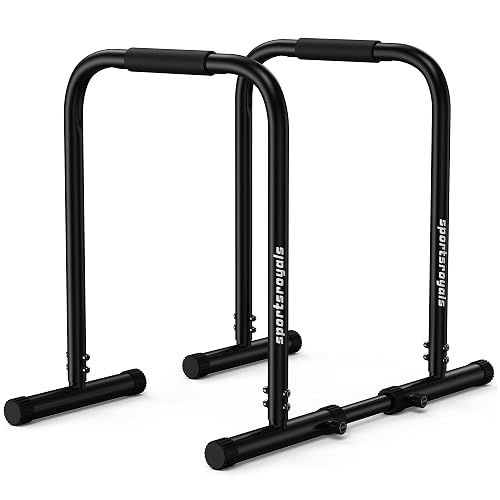 Sportsroyals Adjustable Dip Bar Station, Heavy Duty Parallette & Parallel Bars, 400LBS Stable Dip Stands for Home Gym, Calisthenics & Upper Body Workout Equipment