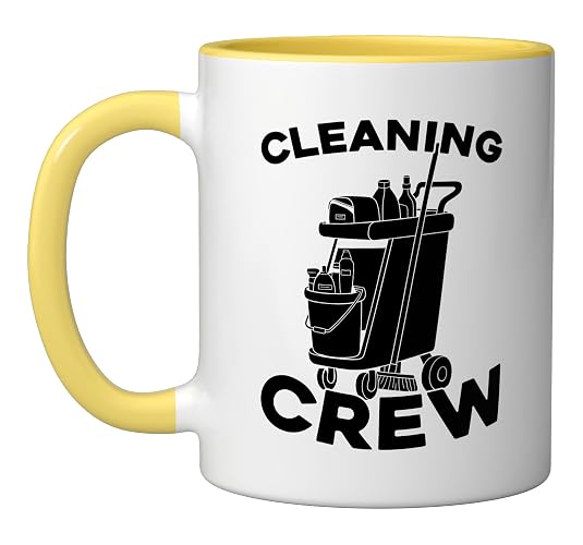 Cleaner Team Sanitation - Housekeeping Janitorial Cleaner Ceramic Mug, Yellow/White