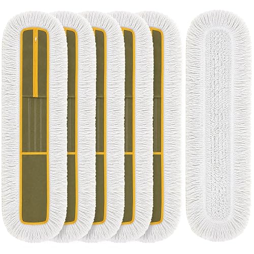 Qinyoung 6 Pack 36'' Microfiber Cotton Dust Mop Pads with Zipper, Yellow | Compatible with Industrial Dust Mops, Reusable Replacement Dust Heads for Commercial Floor Cleaning, Janitorial Supplies