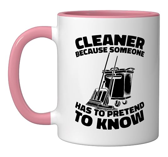 Cleaner Sanitation Janitorial - Housekeeping Cleaner Ceramic Mug, Pink/White