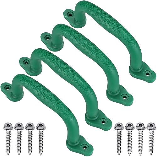 Dolibest Set of 4 Safety Playground Handles,Swing Set Kids Safety Hand Grips for Playset, Climbing Frame, Play House,Climbing Frame, Play House Handles(Green)