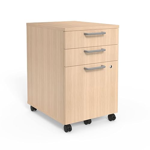 Union & Scale Staples Essentials 3-Drawer Vertical File Cabinet, Letter & Legal Size Documents, Lockable & Mobile, 21.3" D x 15.6" W x 24.3" H, Natural