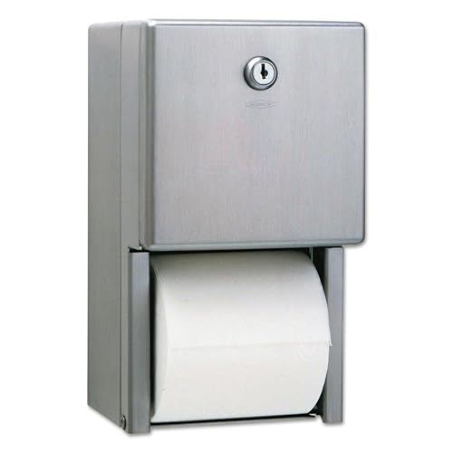 Bobrick Washroom 2-roll Steel Bath Tissue Dispenser, 6.5" x 6.5" x 11.5", Satin,Stainless Steel