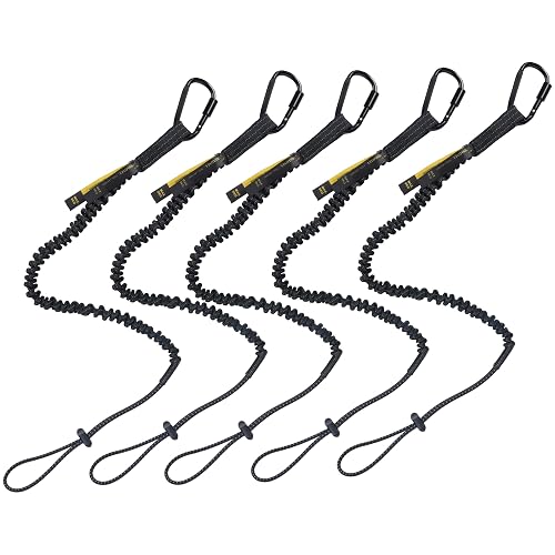 TRSMIMA Safety Tether Lanyard Tool - Strap for Hand Tools 5 Pack | Retractable Lanyard Tool Leash Stretch Strap Safety Fall Protection with Screw Lock Carabiner Clip