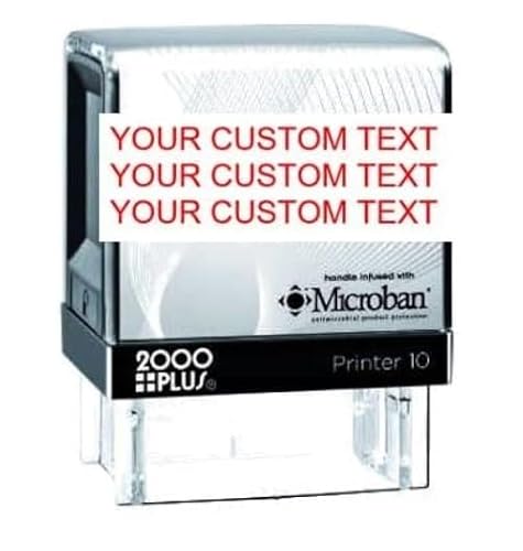 2000 Plus Series Custom Self-Inking Stamp, Small Size Up to 3 Lines, 1" x 5/16 inches, 5 Color Choices (X - Small)
