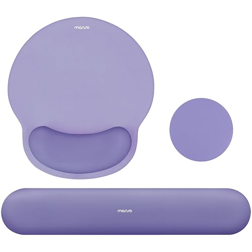 MOSISO Wrist Rest Support for Mouse Pad&Keyboard Set, Lavender Purple | Circle Curved Ergonomic Mousepad Non-Slip Base Home/Office Pain Relief&Easy Typing Pad with Soft Cloth&Silicone Lining