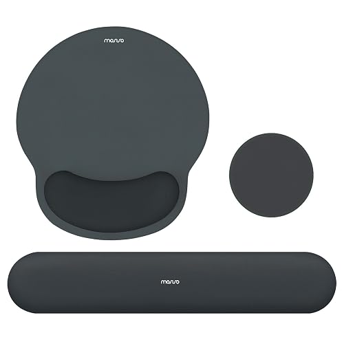 MOSISO Wrist Rest Support for Mouse Pad&Keyboard Set, Slate Gray | Circle Curved Ergonomic Mousepad Non-Slip Base Home/Office Pain Relief&Easy Typing Pad with Soft Cloth&Silicone Lining