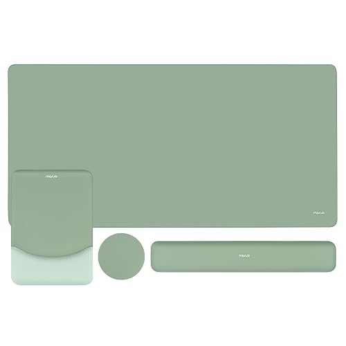 MOSISO Keyboard Mouse Pad Set, Large Gaming Mouse Pad&Keyboard Wrist Rest | Rectangular Mousepad with Wrist Rest&Coaster, Ergonomic Non-Slip&Easy Typing Pad with Curved Silicone Lining, Antique Green