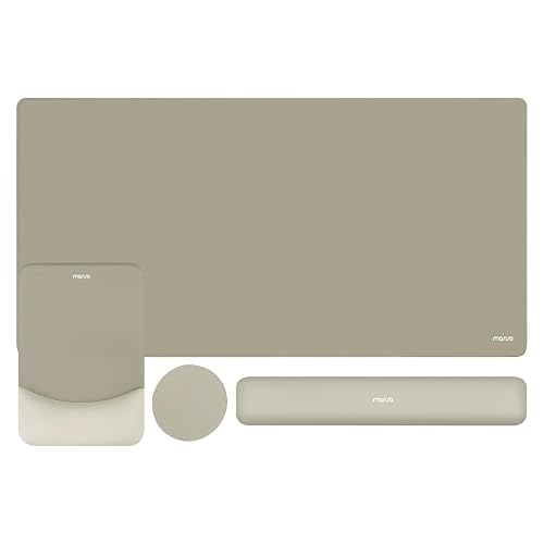 MOSISO Keyboard Mouse Pad Set, Large Gaming Mouse Pad&Keyboard Wrist Rest | Rectangular Mousepad with Wrist Rest&Coaster, Ergonomic Non-Slip&Easy Typing Pad with Curved Silicone Lining, Bronze Brown
