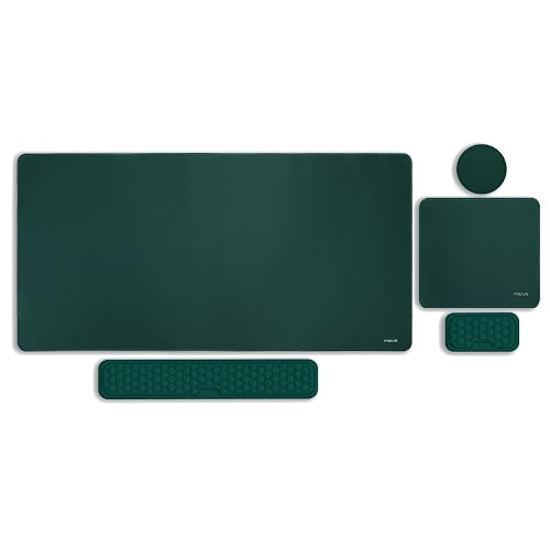 MOSISO Large Gaming Mouse Pad&Massage Keyboard Wrist Rest, Peacock Green | Mousepad&WristRest&Coaster,Ergonomic Non-Slip Base Pad Set&Pain Relief Easy Typing Cushion with Memory Foam for Home Office