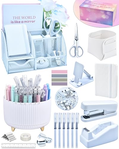 LXEVIHK White Desk Accessories 21-Piece Office Supplies Gift Set | Desk organizers and accessories, office desk accessories, white office supplies, desk organizer & more in a gift-ready box