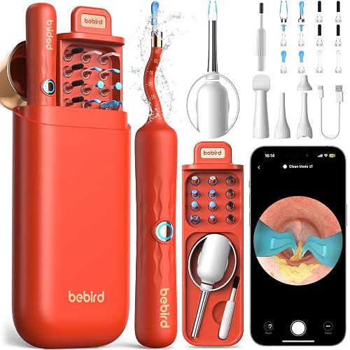 Bebird D39R Ear Wax Removal:Ear Camera with Storage Case &Painless Tweezers | FSA/HSA Flexible IP67 HD Camera Fits Curved Ear Canals,12 Earwax Removal Tips, Anti-Insert Guard& 3-Piece ENT Home Check Kits