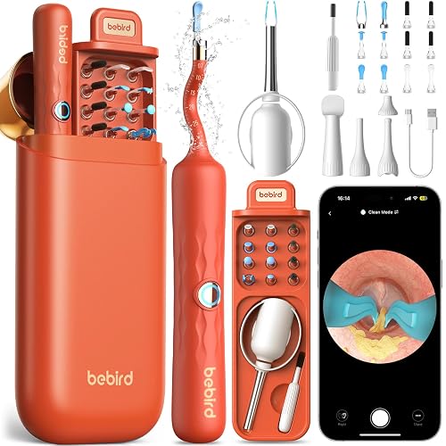 Bebird D39R Ear Wax Removal:Ear Camera with Storage Case &Painless Tweezers | Flexible IP67 HD Camera Fits Curved Ear Canals,12 Earwax Removal Tips, Anti-Insert Guard& 3-Piece ENT Home Check Kits