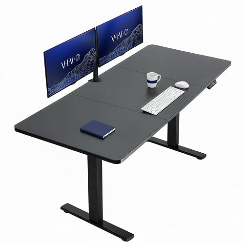 VIVO Electric Standing Desk, 220 lbs Capacity, 71" x 30" Black Top | Smooth 3-Piece, Extra Deep Top, Single Motor, Height Adjustable, Home Office, 4 Memory Presets, Black Frame, DESK-KIT-1B7B