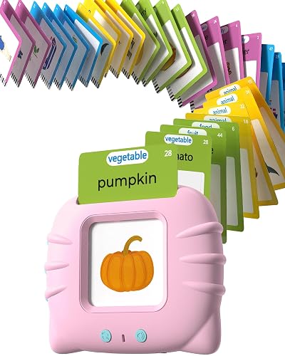 Airbition Talking Flash Cards for Toddlers Ages 1‑4,224 Words English Pink | Montessori Language Learning Toys with 224 Words, Pocket Speech Therapy Toys, Children's Sensory Educational Toys