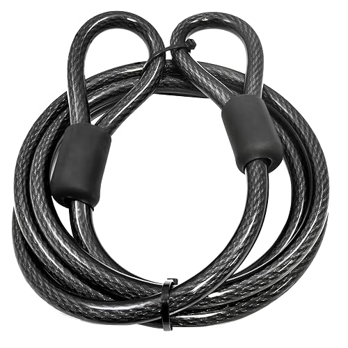 Lumintrail 12mm (1/2 inch) Heavy-Duty Security Cable, Vinyl Coated Braided Steel with Sealed Looped Ends (4', 7', 10', 15' or 30') (30-FT)