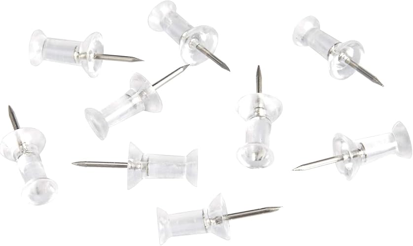 Amazon Basics Push Pins, Clear Plastic Head, Steel Point for Cork Board, Bulletin Board, Maps, Photos, Posters, and Craft Projects, 100-Pack