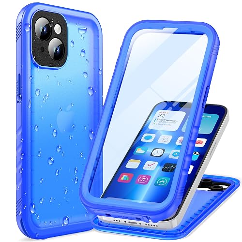 Cozycase for iPhone 14 Waterproof Case Military Heavy Duty Full Body Blue | 360 Shockproof with Screen Camera Protector Double IP68 Water Dust Drop Proof Hard Rugged Tough Bumper Front Back Cover