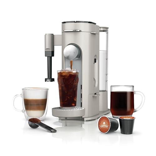 Ninja Single Serve Coffee Maker - Combo Machine, K-Cup Pods and Grounds | 4 Styles of Brewing, up to 24 Oz Cup Sizes, 56 Oz Removable Reservoir, Stone-PB051ST