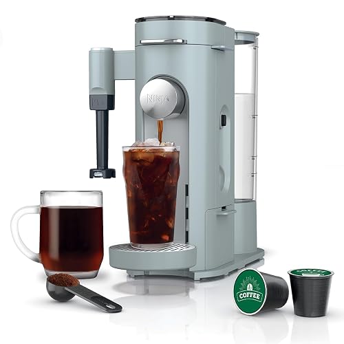Ninja Single Serve Coffee Maker - Combo Machine, K-Cup Pods and Grounds | 4 Styles of Brewing, up to 24 Oz Cup Sizes, 56 Oz Removable Reservoir, Glacier Blue-PB051GB