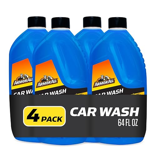 Armor All Car Wash Soap Concentrate, Hand Wash or Cannon, 64 Fl Oz, 4 Count | Car Cleaning Concentrate, Trucks, Motorcycles, Foaming Formula, pH Neutral, Streak Free, Spot Free, Unscented
