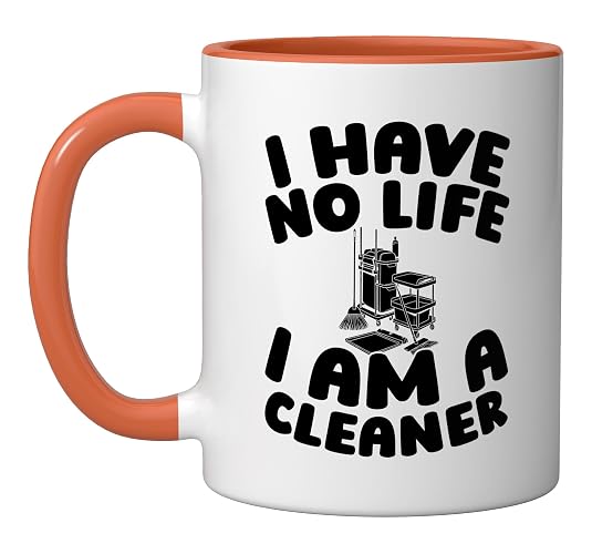 Cleaner Sanitation Housekeeping - Janitorial Cleaner Ceramic Mug, Orange/White