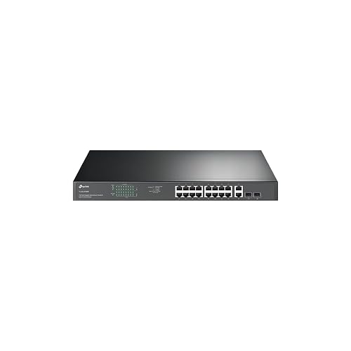 TP-Link TL-SG1218MP, 16 Port Gigabit PoE Switch | 16 PoE+ Ports 250W, w/ 2 Uplink Gigabit Ports + 2 Combo SFP Slots Plug & Play Sturdy Metal Rack- mountable