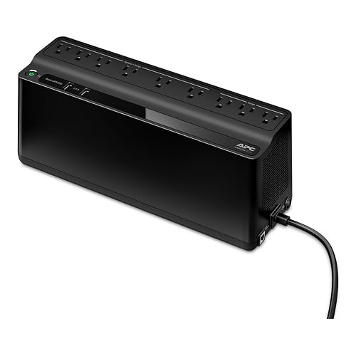 APC BE850G2 UPS Battery Backup & Surge Protector for Computer, Router, NAS | 850VA/450W backup battery power supply, 9 Outlets, 2 USB charging ports, Power through utility outages (35 minutes @ 100W)
